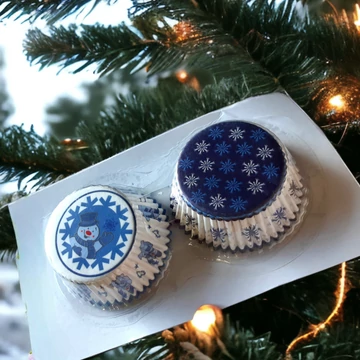Karácsonyi Muffin Papír- Hóember és Hópelyhek 50 db Karácsonyi Muffin Papír- Hóember és Hópelyhek 50 db