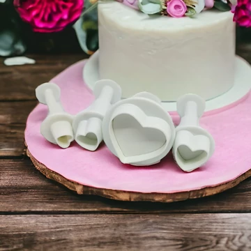 4 darabos, mini szív, rugós fondant kiszúró készlet 4 darabos, mini szív, rugós fondant kiszúró készlet