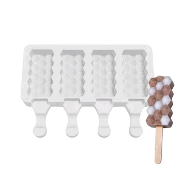 Hatszög mintás, szilikon jégkrémkészítő forma, 4 adagos Hatszög mintás, szilikon jégkrémkészítő forma, 4 adagos