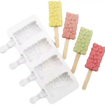 Szív mintás, szilikon jégkrém forma, 4 adagos Szív mintás, szilikon jégkrém forma, 4 adagos