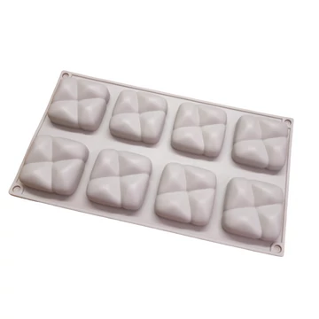 Bordázott négyszög alakú, szilikon mousse forma, 8 adagos Bordázott négyszög alakú, szilikon mousse forma, 8 adagos