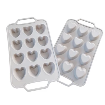 Szív alakú muffin sütő forma, szilikon, 12 adagos Szív alakú muffin sütő forma, szilikon, 12 adagos