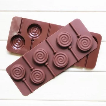 Spirál mintás, kör alakú nyalóka készítő forma, szilikon, 6 adagos Spirál mintás, kör alakú nyalóka készítő forma, szilikon, 6 adagos
