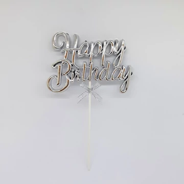 Torta beszúró Happy Birthday ezüst topper Torta beszúró Happy Birthday ezüst topper