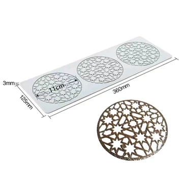 Kör alakú, csillag/rácsos mintás, szilikon tuile forma, 3 adagos Kör alakú, csillag/rácsos mintás, szilikon tuile forma, 3 adagos