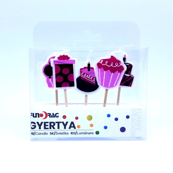 Tortagyertya szett muffin. lufik, torta 