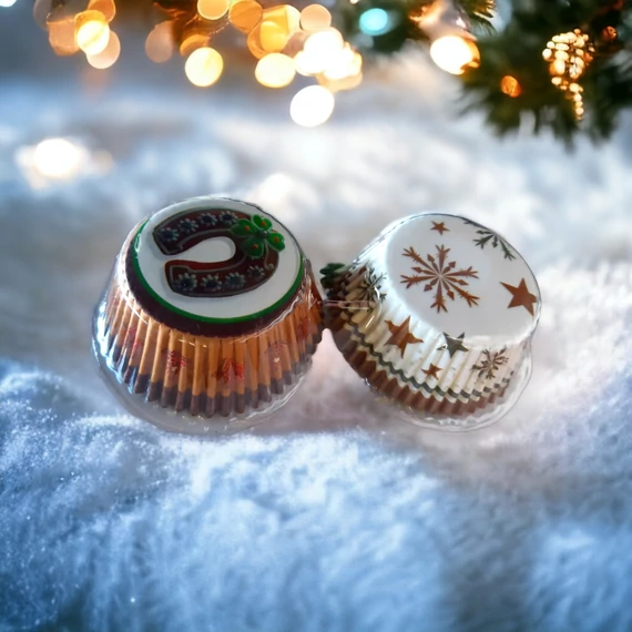 Karácsonyi Muffin Papír- Hópehely és Patkó 50 db