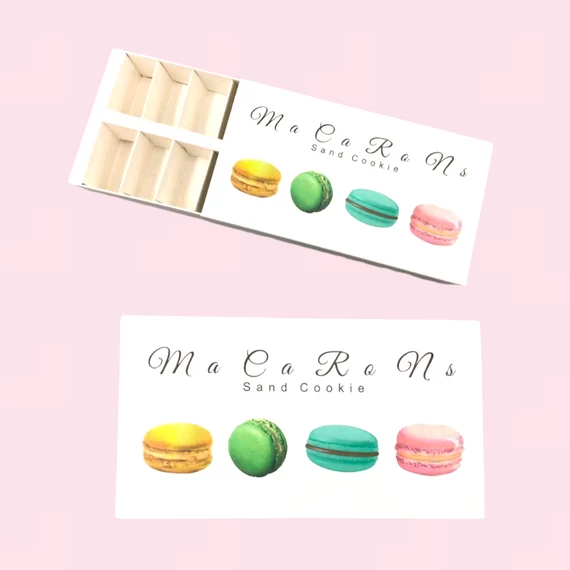 Macaron díszdoboz fehér 12 darabos