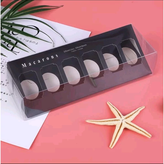 Macaron díszdoboz fekete 6 darabos