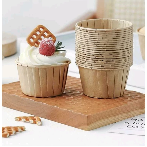 Merevített szélű, muffin papír, barna, 24 db