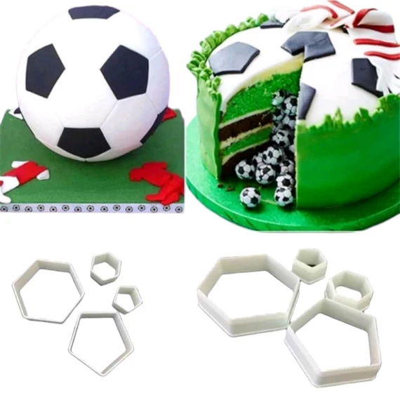 Focilabda fondant kiszúró, 4 részes