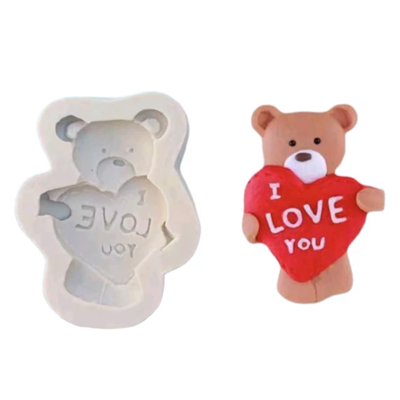 I LOVE YOU szív és maci, szilikon formázó