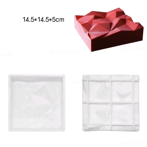Tört mintás, négyszög, szilikon tortaforma, 14 cm