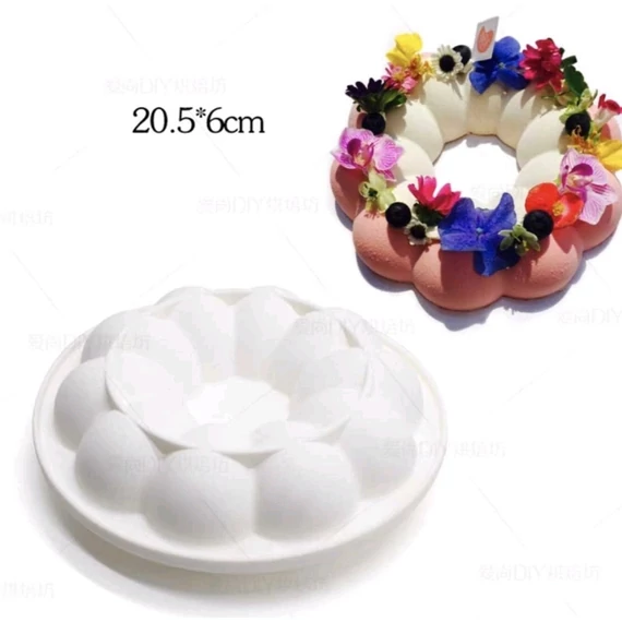 Virágkoszorú alakú, szilikon forma, 20 cm
