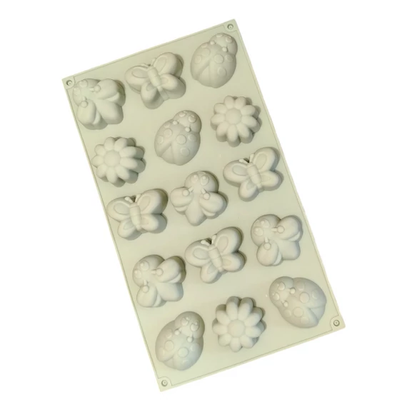 Katica, méhecske, virág, pillangó szilikon forma, 15 adagos