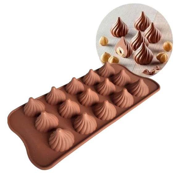 Habcsók alakú, szilikon bonbon forma, 15 adagos