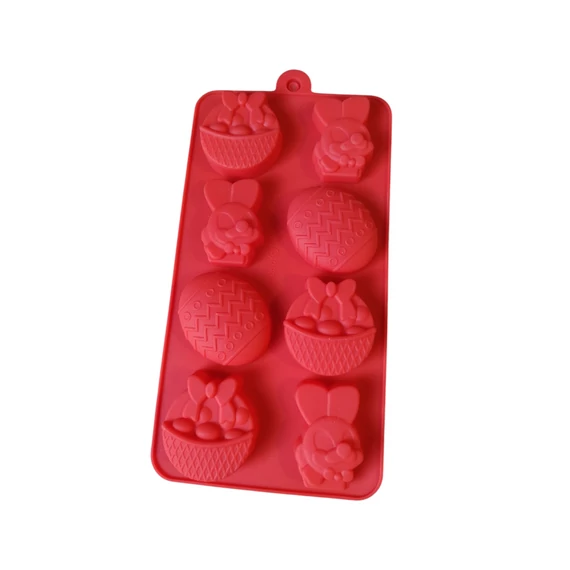 Húsvéti szilikon bonbon forma, nyuszi, kosár, tojás