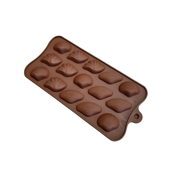 Kagyló alakú, szilikon bonbon forma, 15 adagos