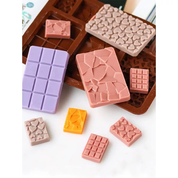 Szilikon csoki forma, szív és geometriai mintákkal
