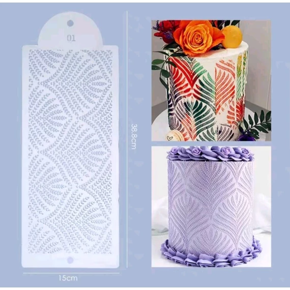 Páfrány mintás, torta stencil sablon