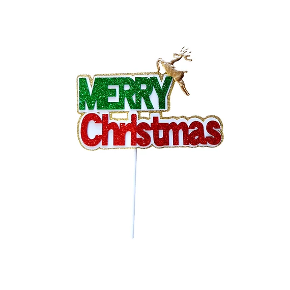Karácsonyi tortabeszúró, &quot;Merry Christmas&quot; felirattal, 15 cm
