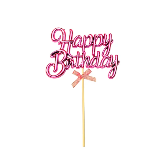 Torta beszúró Happy Birthday pink